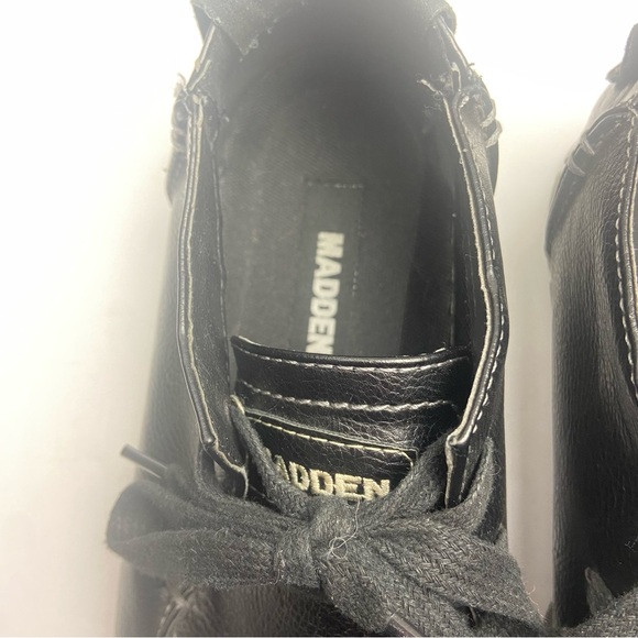 Mens Madden Wiley Size 8 Lace Up Boot Shoe Moc Vegan Faux Leather Black - Picture 3 of 8